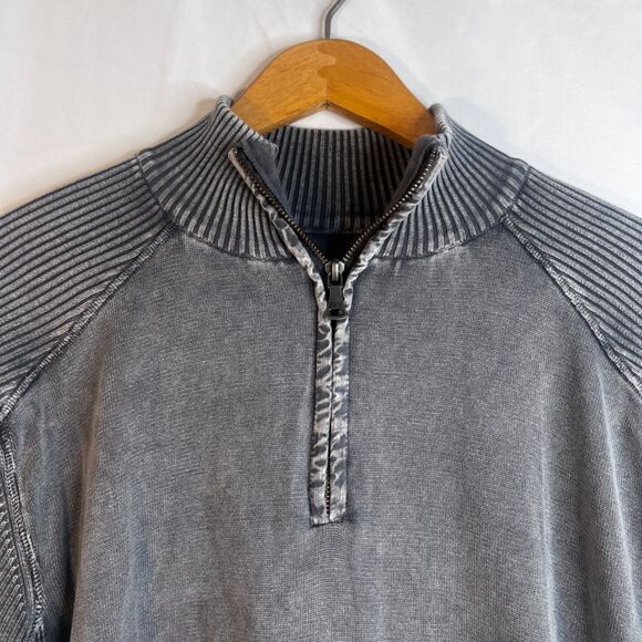 BKE Standard Fit 1/4 Zip Mock Neck Sweater Pullover Ribbed Size XL Gray Casual - Picture 3 of 10
